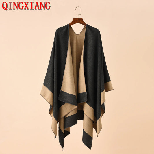 11 Colors Faux Cashmere Thick Poncho Shawl