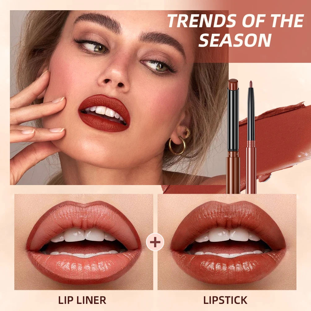 New Matte Nude Lipstick Pen Long Lasting Lipliner Waterproof