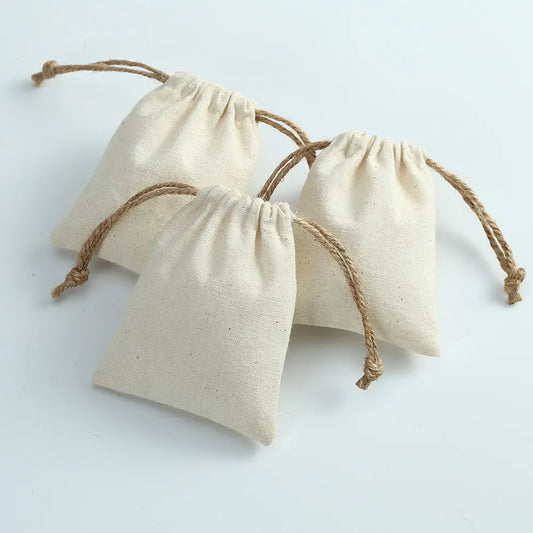 50 Cotton Burlap Jewelry Packaging Pouches