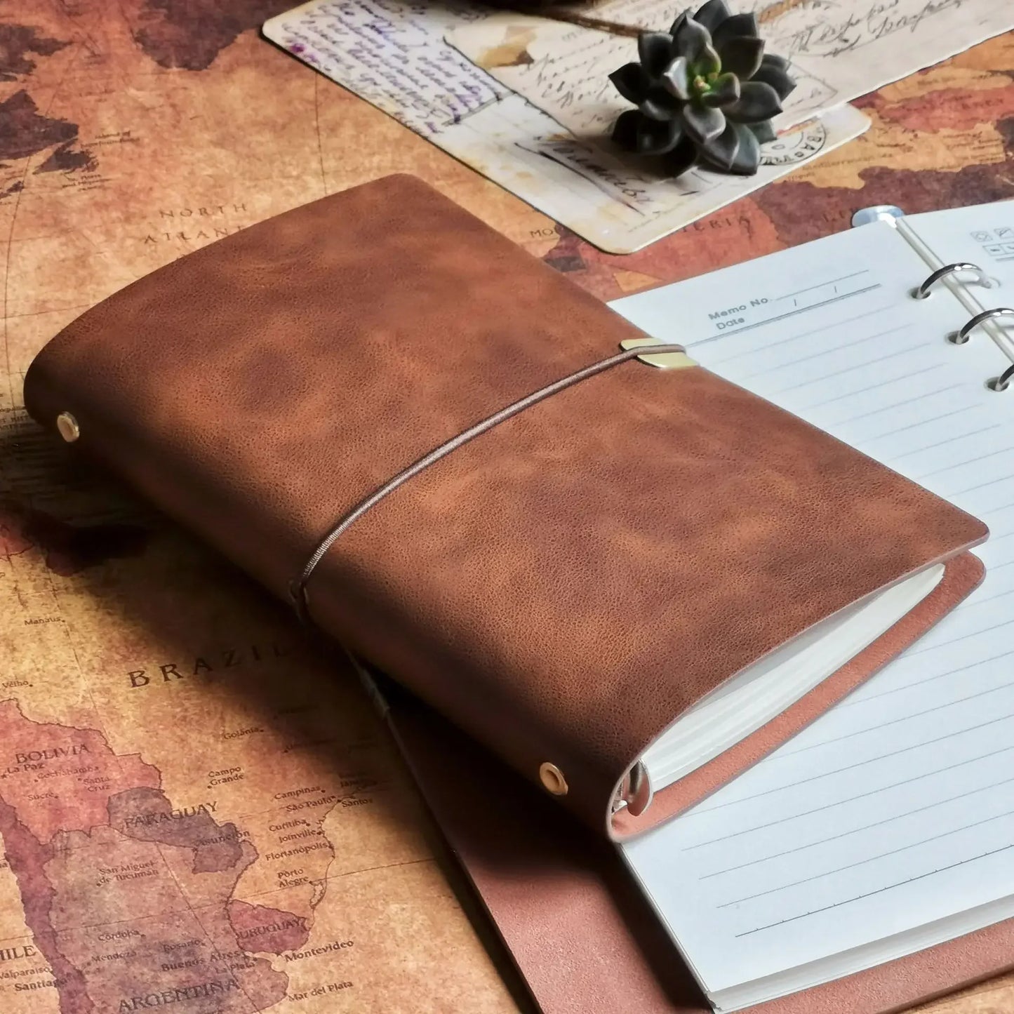 A5/A6 Retro Notebook Soft Faux Leather Loose Notebook Diary Blank Kraft Paper