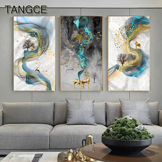 Abstract Golden Canvas Painting Prints