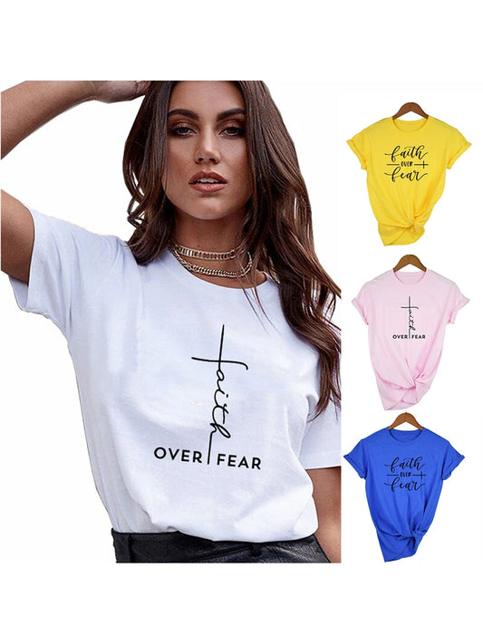 Faith Over Fear Shirt Christian Tee for Women