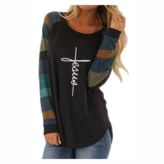 Christian Cross Faith T Shirt Patchwork Cotton