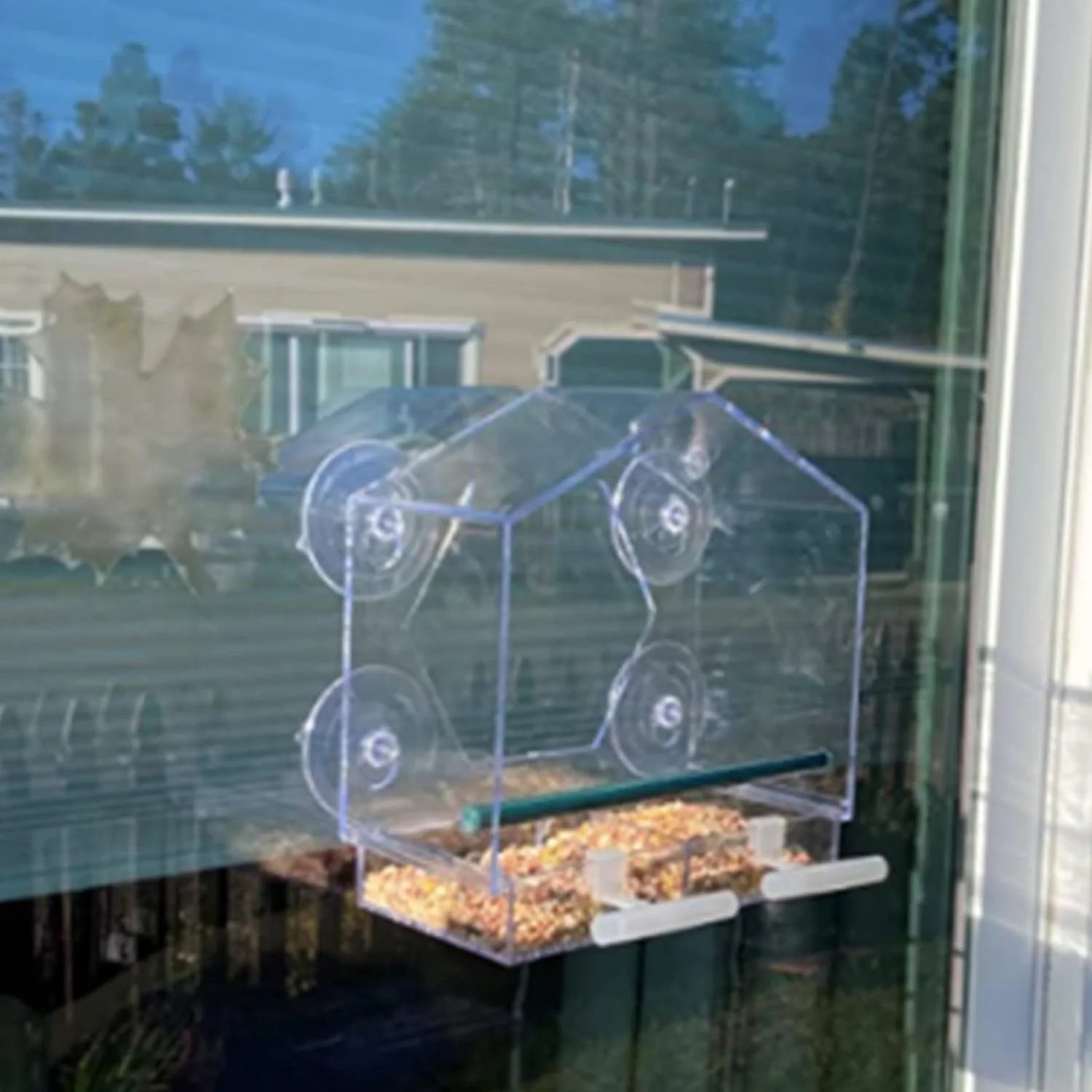 Acrylic Clear Glass Window Birds Hanging Feeder, Suction Cup