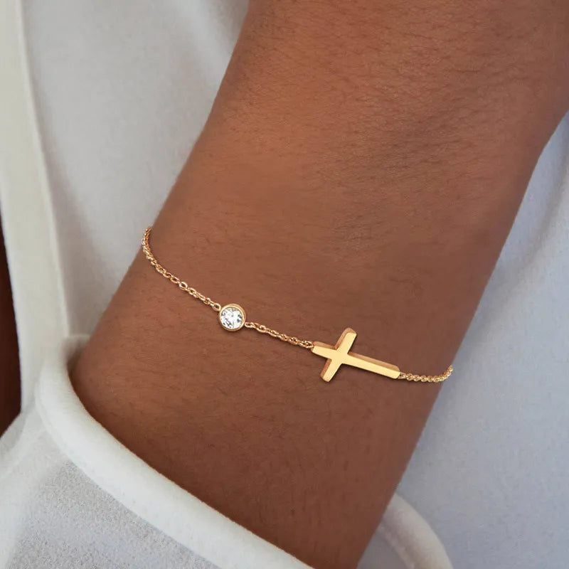 Delicate Petite Sideway Cross Necklace