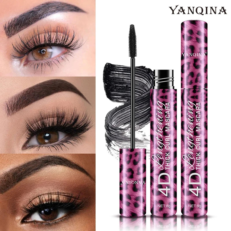 Leopard Black Mascara + Eyeliner Pen Waterproof 4D Fiber