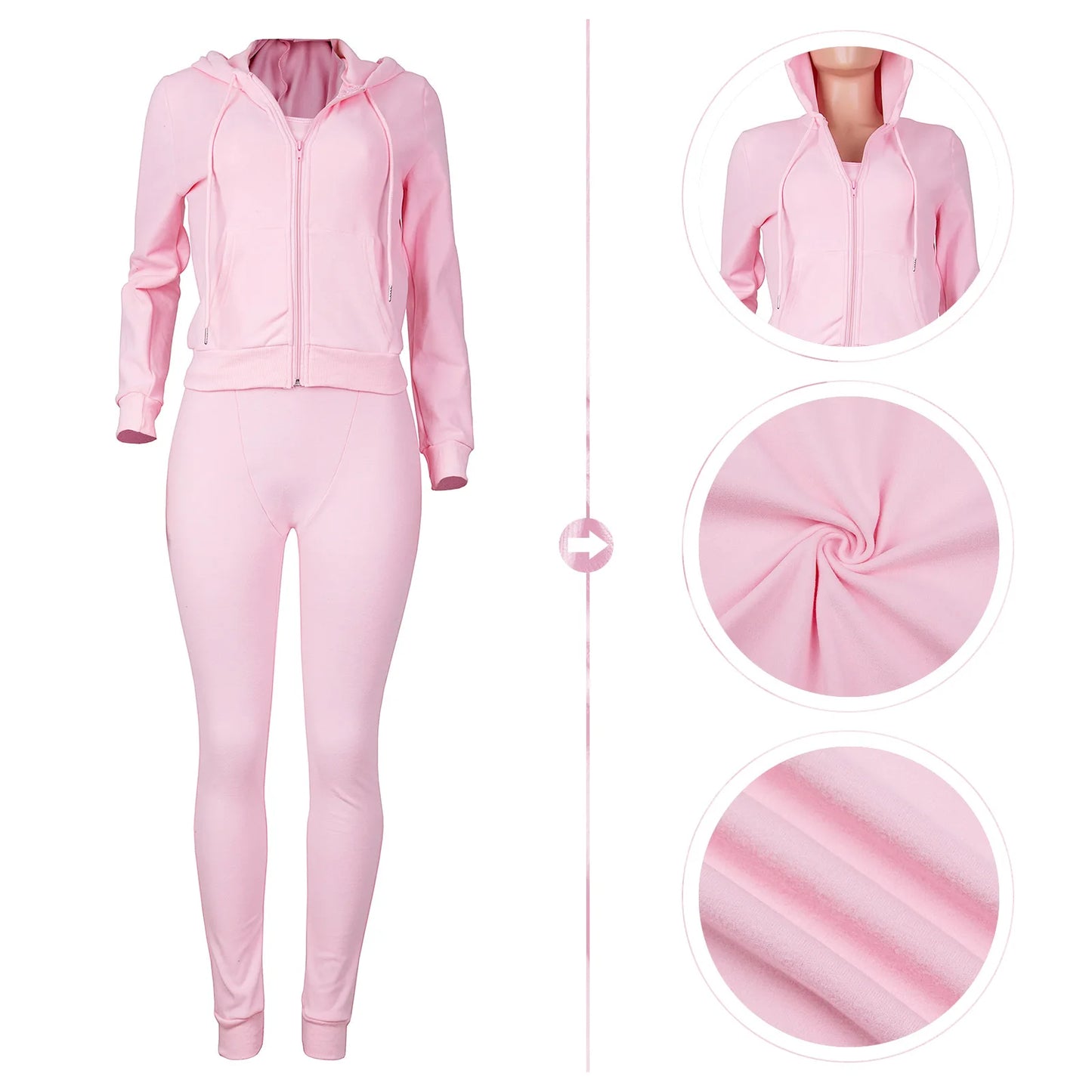 Women Thick Fleece 3 Piece Set Jogger Tracksuits