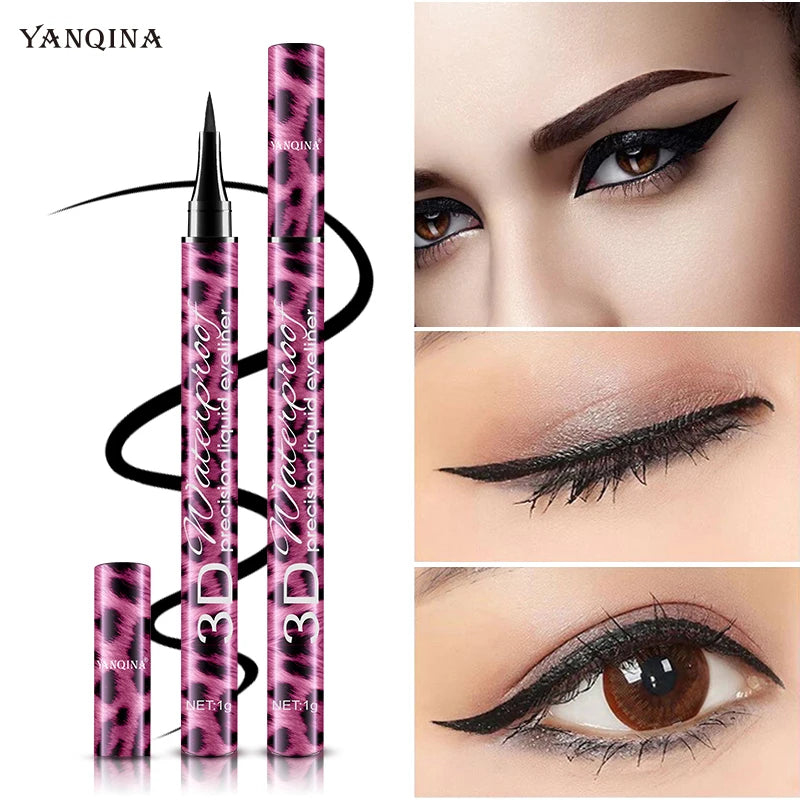 Leopard Black Mascara + Eyeliner Pen Waterproof 4D Fiber