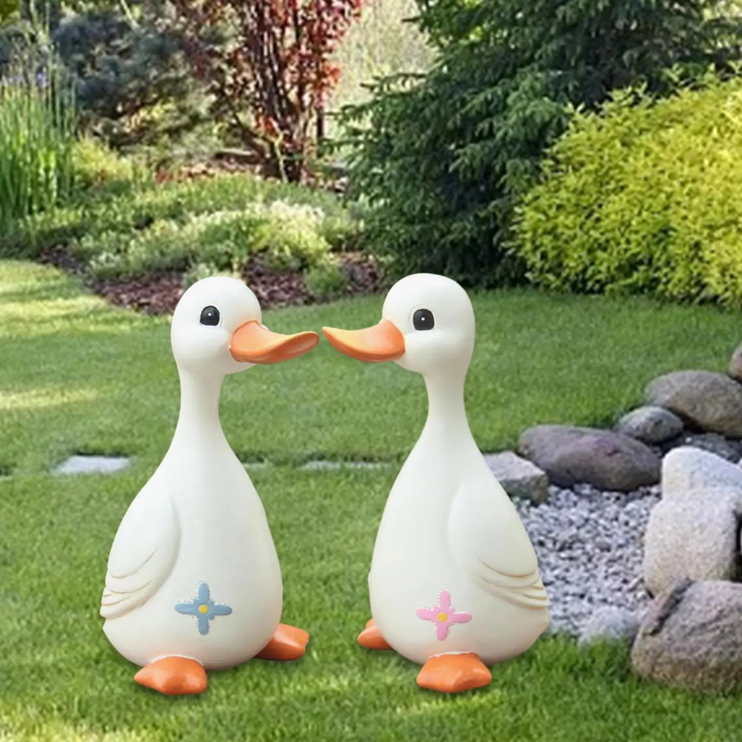 2x Decorative Resin Duck Figurines