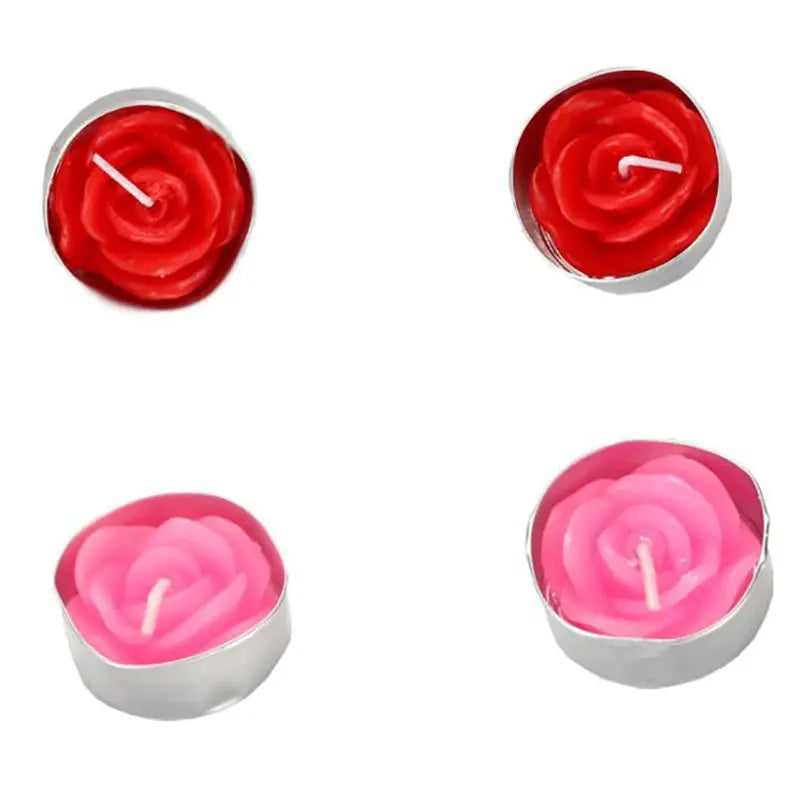 Romantic Rose Flower Shaped Tealight Candles, 12Pcs Set