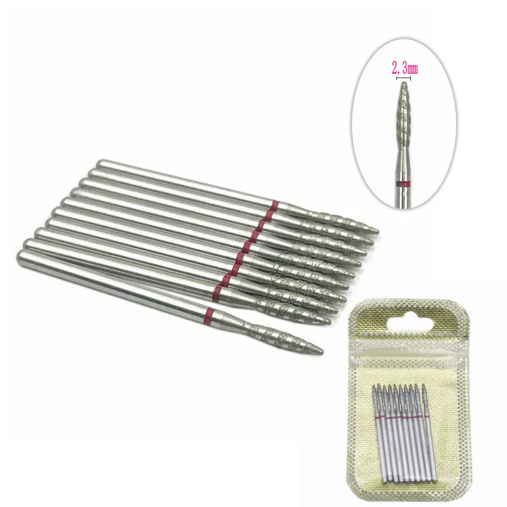 10Pcs  Flame Nail Drill Bits Diamond Cutters