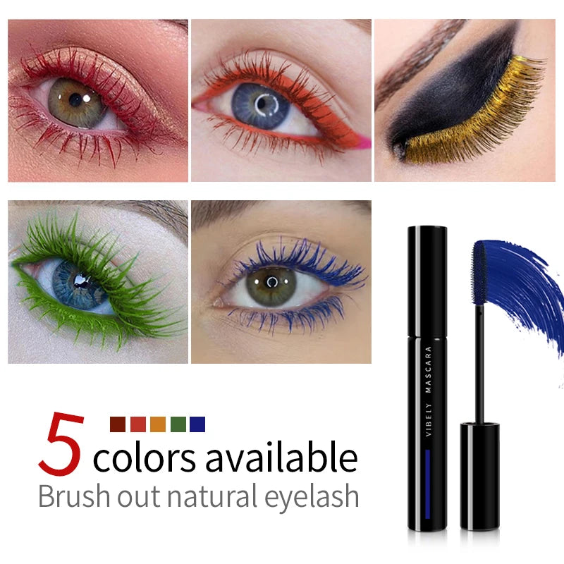 VIBELY Colored Mascara Eyelashes Lengthening Curled Lash Blue Yellow Green Mascara WaterProof Longlasting smudgeproof Eye Makeup