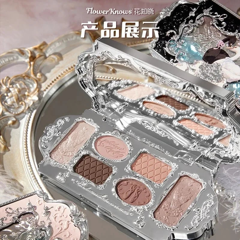 Flower Knows Swan Ballet Series 6 Color Eyeshadow Palette Glitter Matte  Long Lasting Eye Shadow