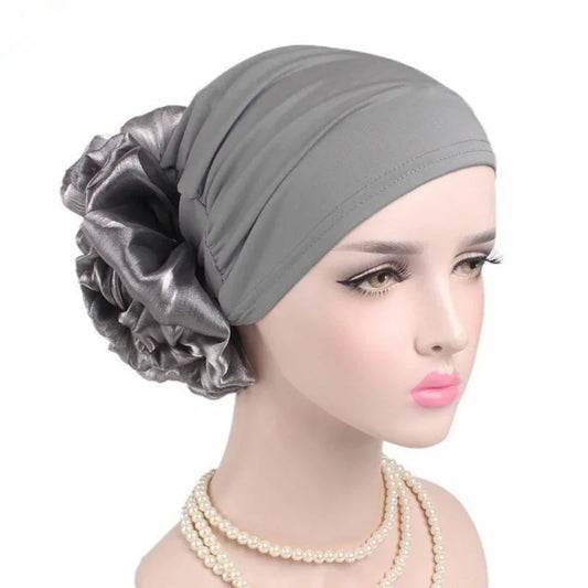 Big Flower Turban Scarf Cap