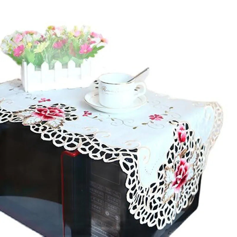 Luxury Satin Rose Embroidery Table Runner