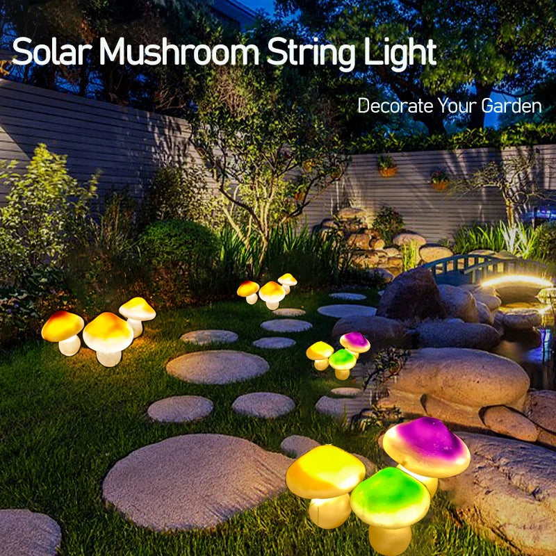 LED Solar String Light Outdoor IP65 Waterproof Mushroom Lights