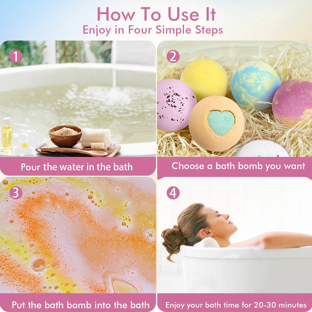 12Pcs Bath Bombs Set Essential Oil Bath Salt Balls