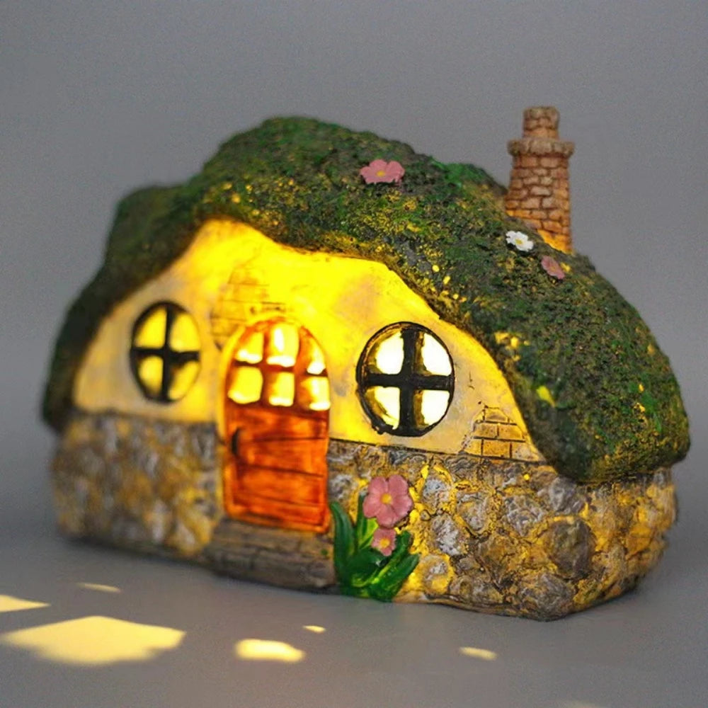 Garden Statue Light Flower Fairy House Outdoor Solar Lamp