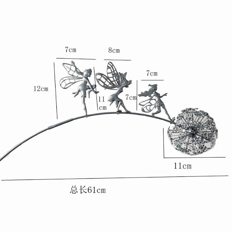 Garden Decorative Fairies and Dandelions Dance Together