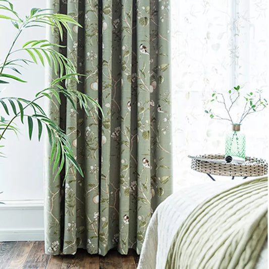 Pastoral Green Leaves Curtain