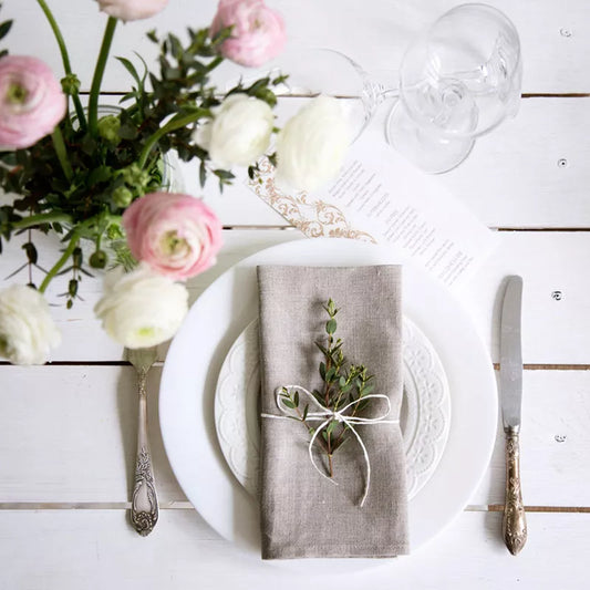 12 Pieces Linen White Napkins