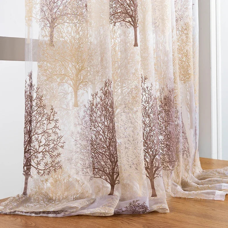 Coffee Small Sheer Tulle Curtains