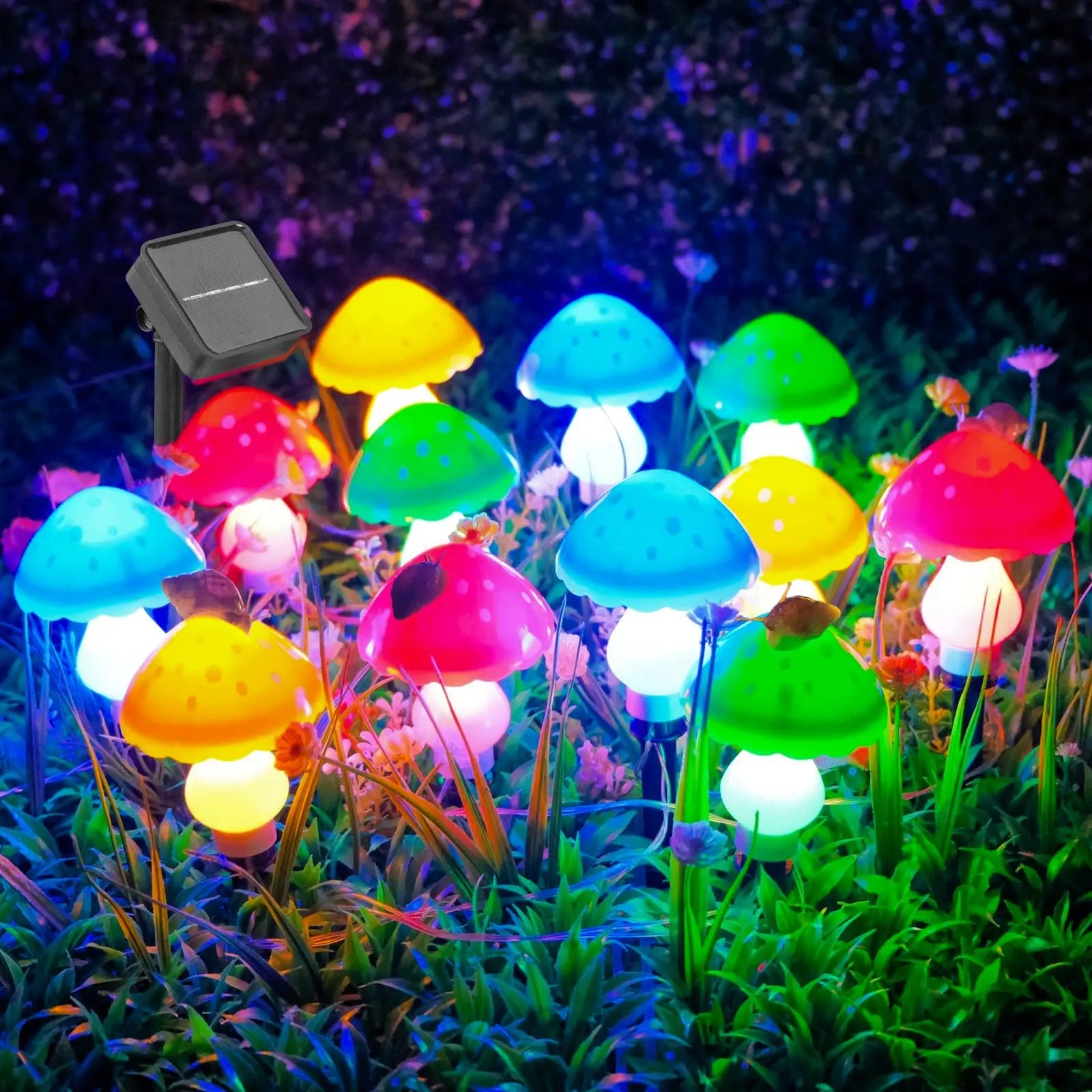 8pcs Red LED Solar Mushroom Light Outdoor Garden Decor