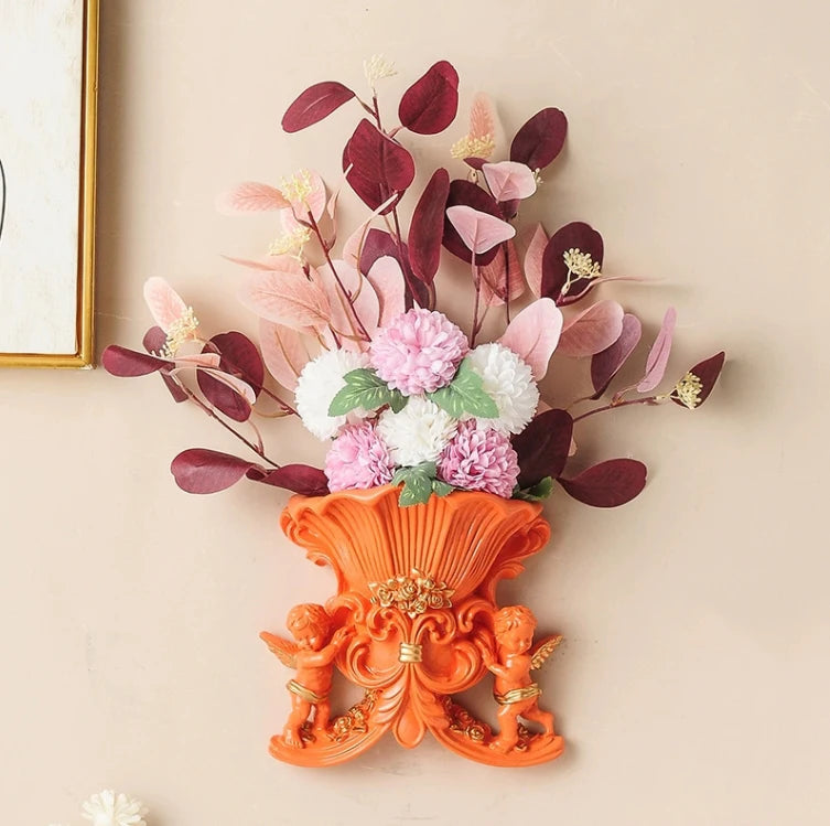 European Resin Angel Wall Vase, 2 sizes, many colors