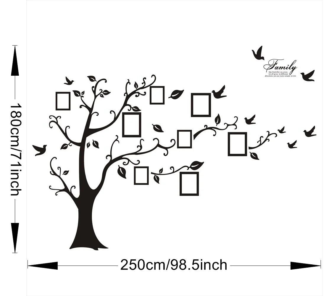 Large 79*99in Black 3D DIY Photo Tree Wall Decals