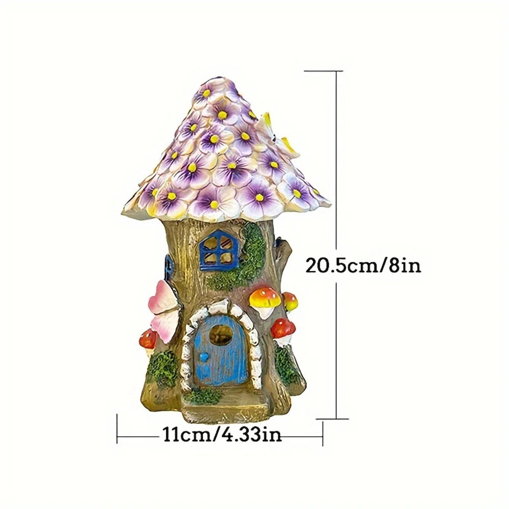 Garden Statue Light Flower Fairy House Outdoor Solar Lamp