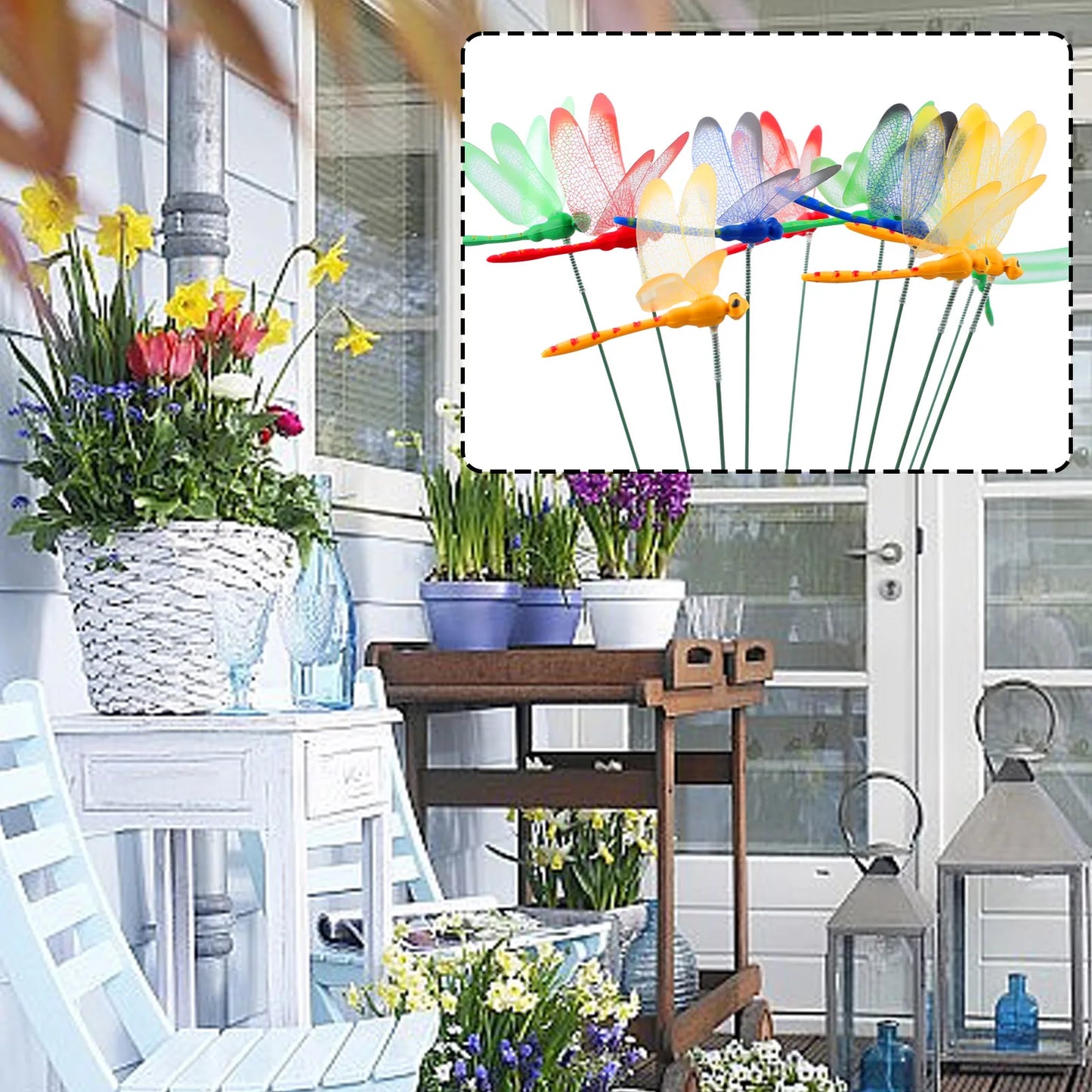 10/50pcs Artificial Dragonfly Butterfly Stake