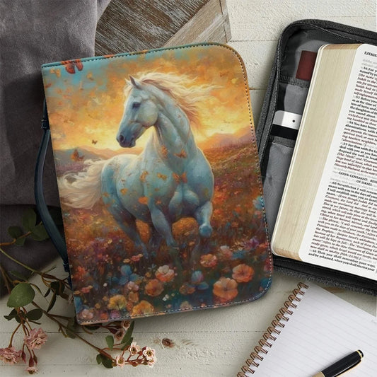 Running Horse Bible Bag/Cover Christianity Church Study Book Holy Storage Boxes Women's Leather Handbags