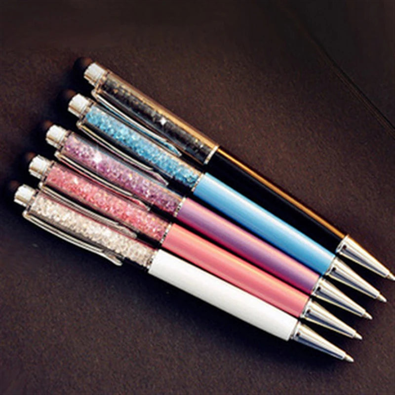 Diamond Crystal Ballpoint Pens + Stylus Pen, 2 in 1 5Pcs/Lot