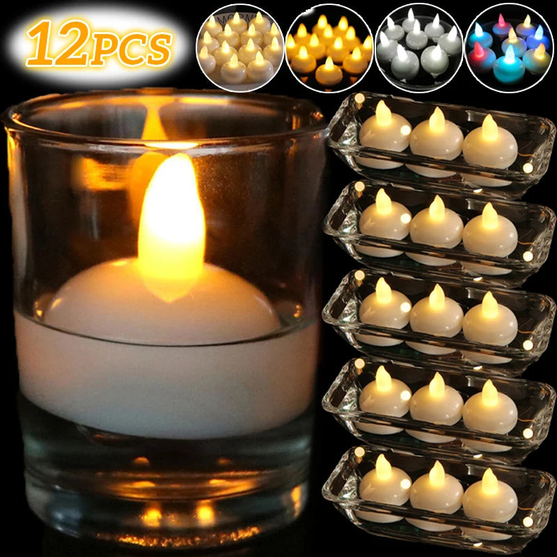 LED Flameless Floating Candle Battery Operated Waterproof Tealights