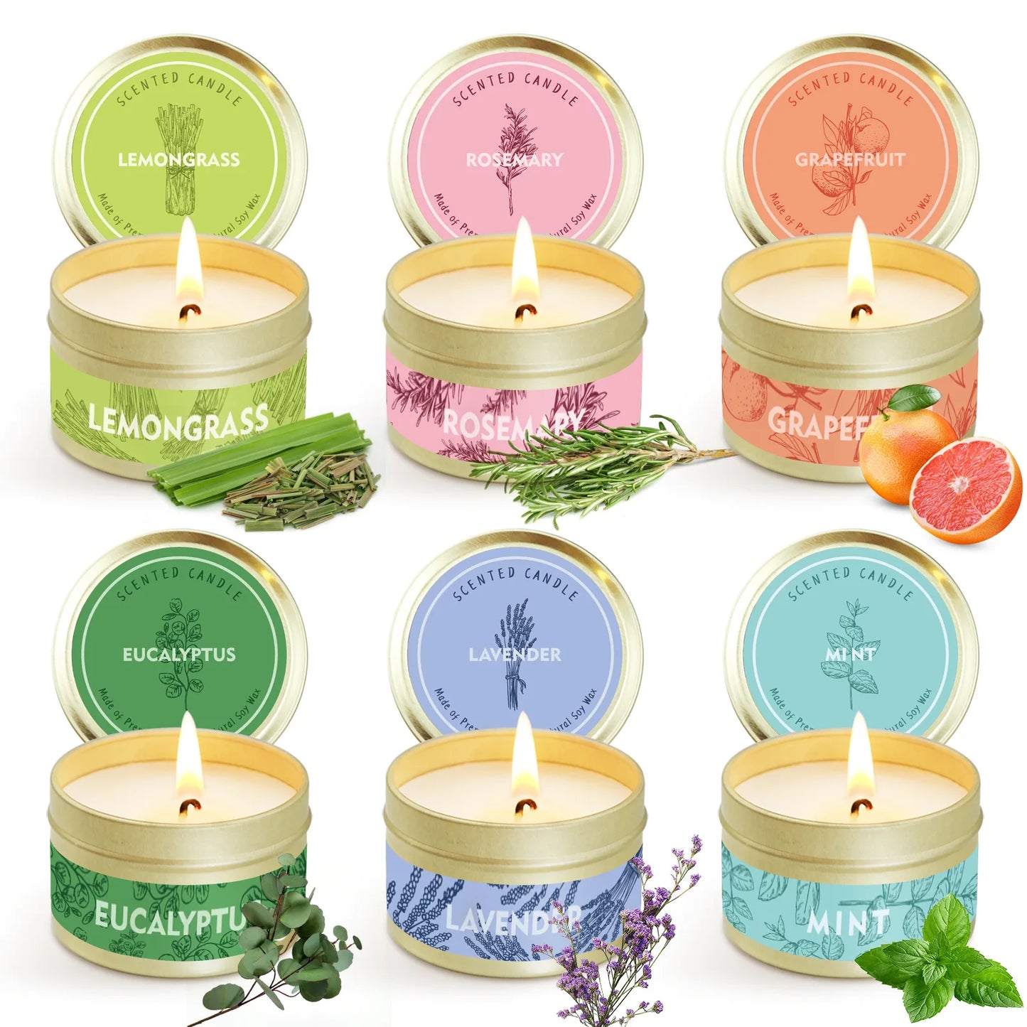 Natural Soy Wax Smokeless Scented Aromatic Candles