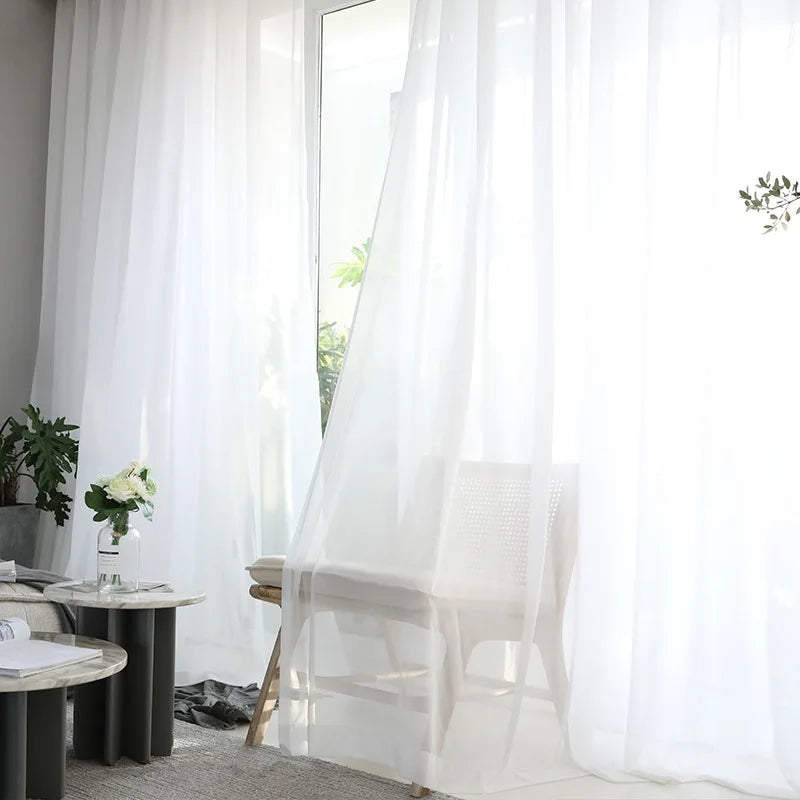 Solid White Sheer Tulle Voile Curtains