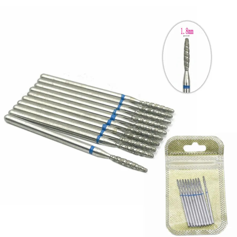 10Pcs  Flame Nail Drill Bits Diamond Cutters