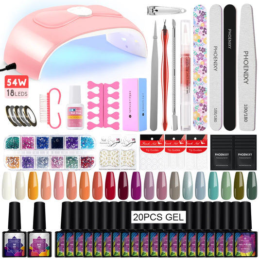 Gel Nail Polish Set with 54W UV LED Lamp