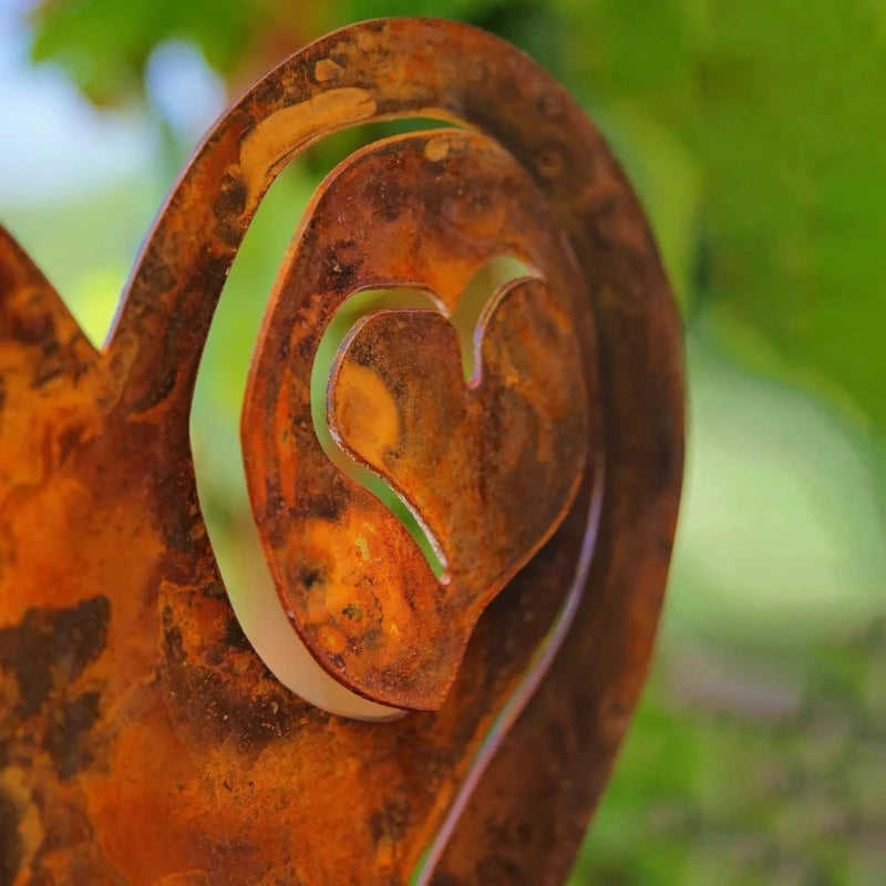 Metal Rusted Heart Lawn Decoration