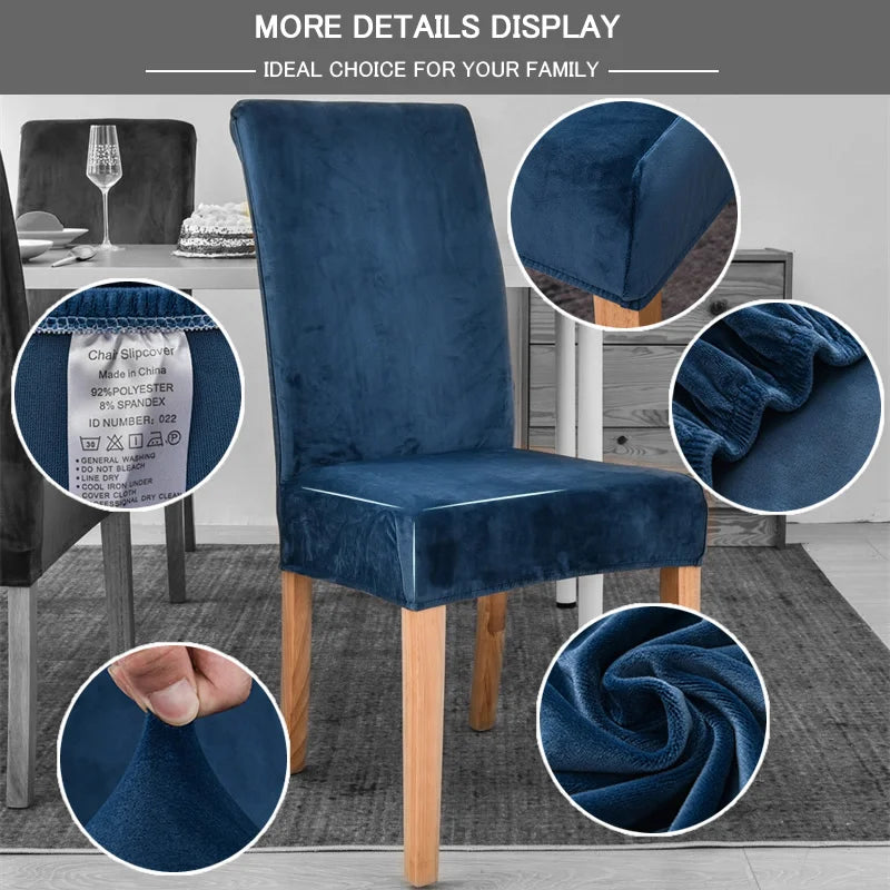 1/2/4 Good Velvet Stretch Elastic Dining Room Chair Slipcover Spandex