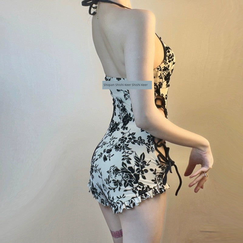 New Flower Halter One-Piece Swimsuit