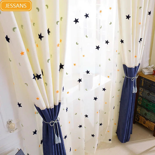 Embroidered Star Moon Curtains