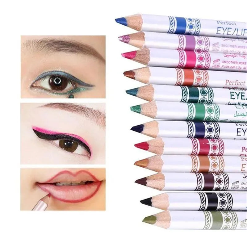 12 Pcs/Set Long Lasting Pigment Eye Liner Pencil, 12 Colors