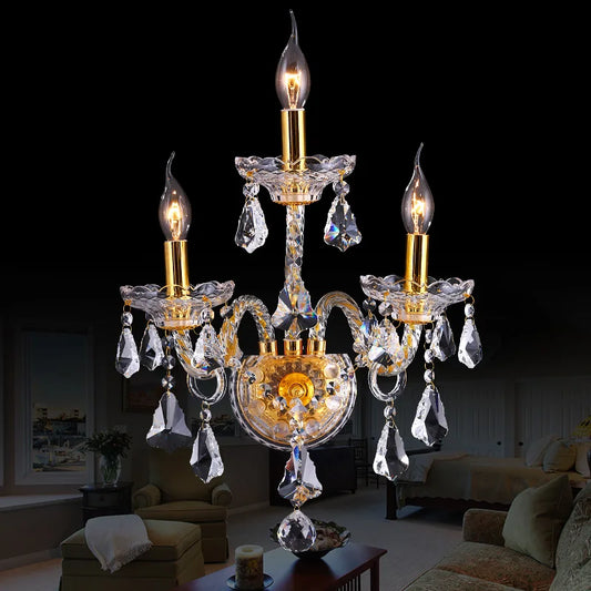 European Style Luxury Crystal Lamp 1/2/3 Heads Lighting Fixture