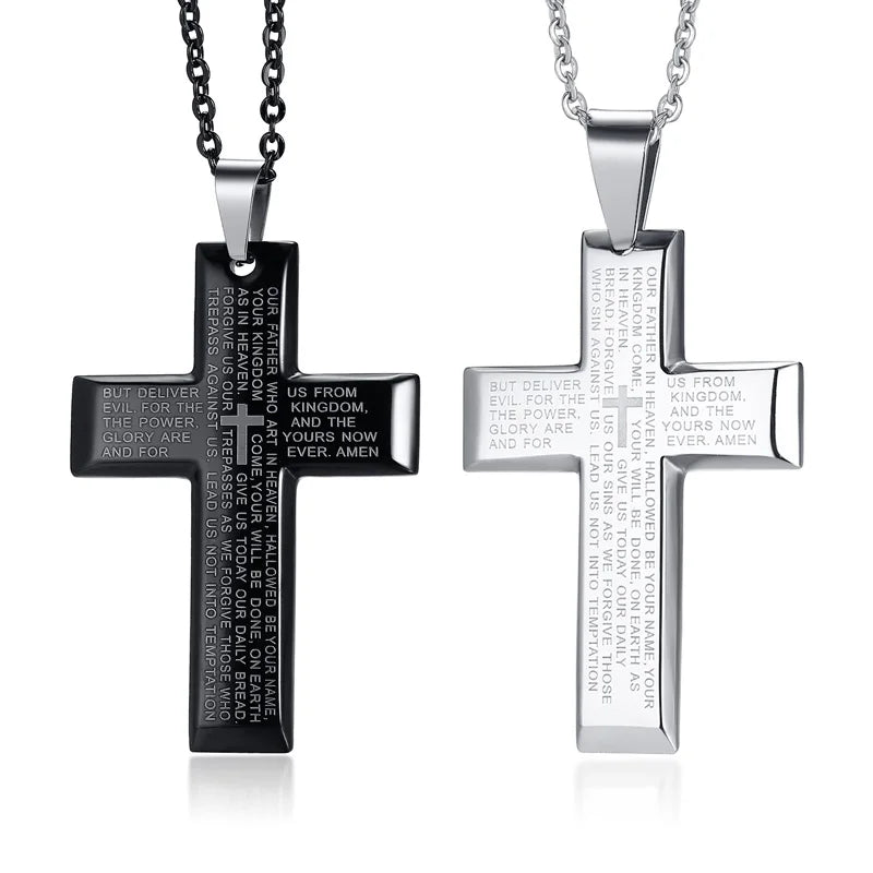 Crucifix Necklace Our Father Prayer Christian Jewelry