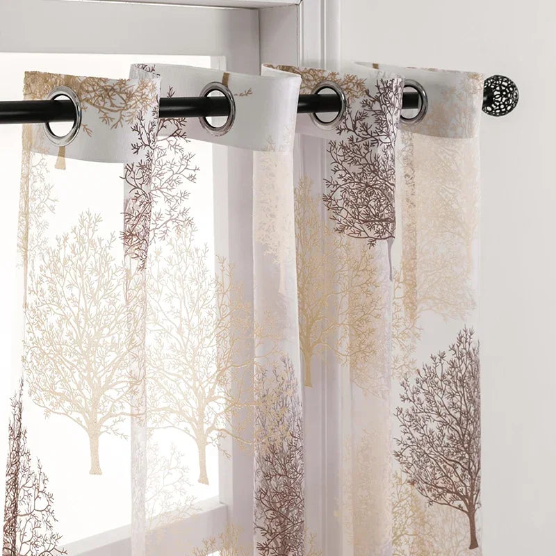 Coffee Small Sheer Tulle Curtains