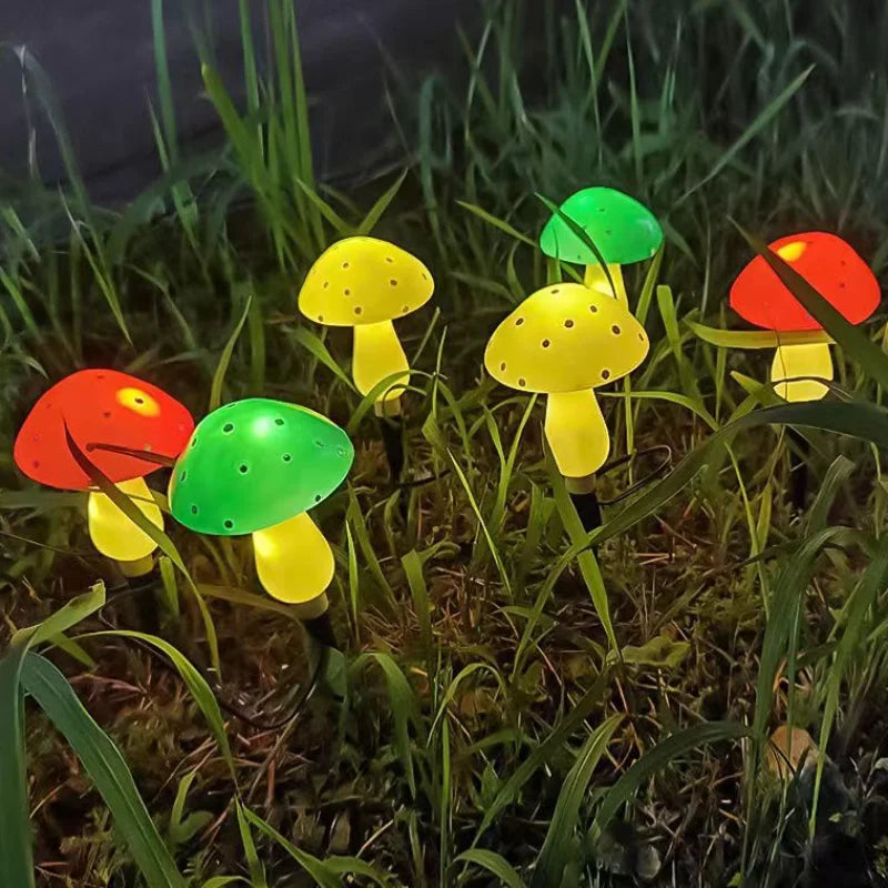 8pcs Red LED Solar Mushroom Light Outdoor Garden Decor