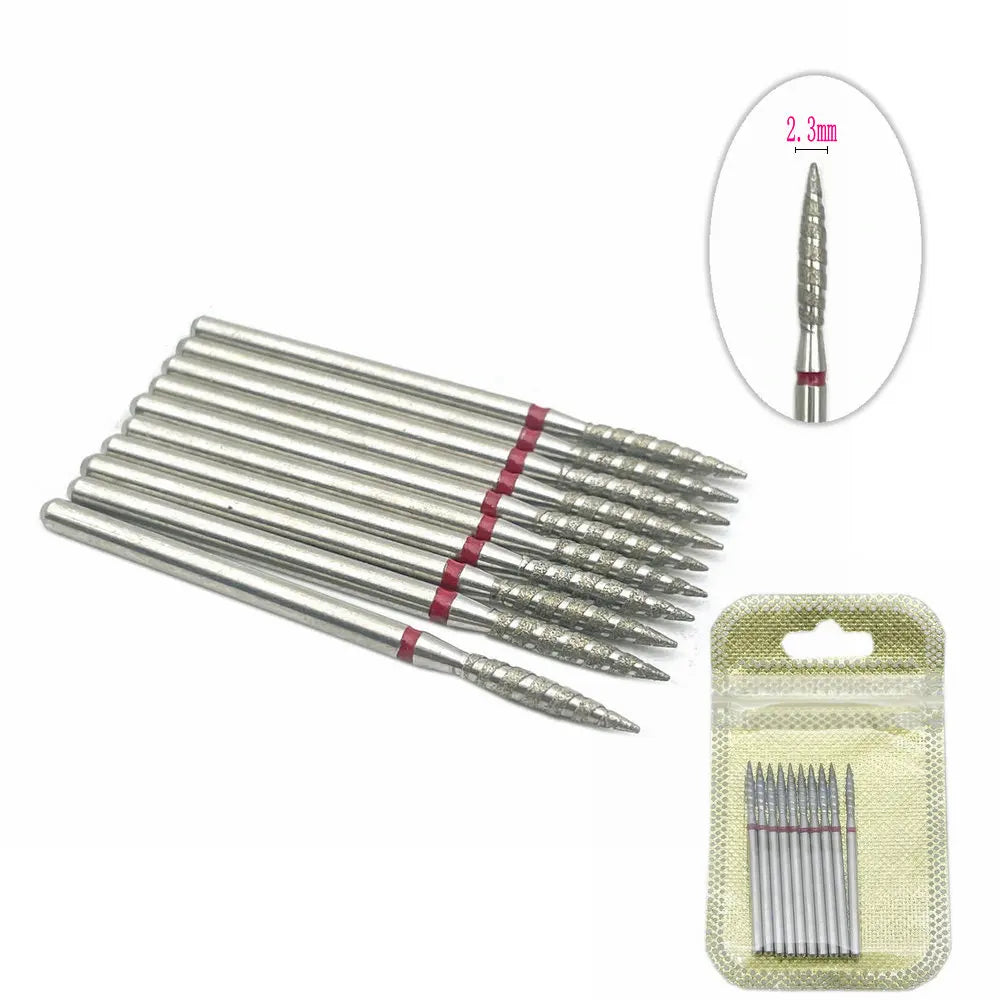 10Pcs  Flame Nail Drill Bits Diamond Cutters