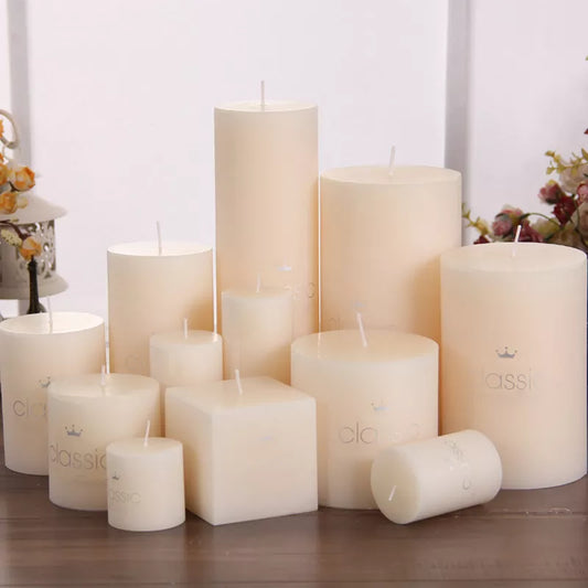 Scentless Ivory White Pillar Candles