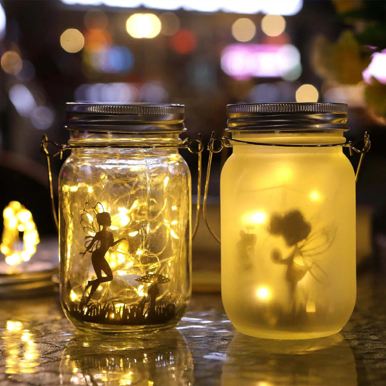 Solar Lantern Fairy Lights Portable Glass Jar Lamp